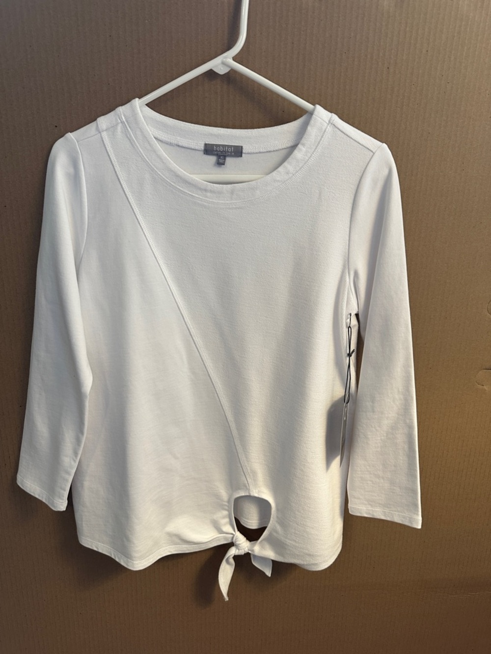 Habitat White Long-Sleeve Tie-Front Knit Top